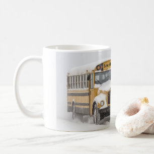 Winter Scene with a Yellow School bus Coffee Mug