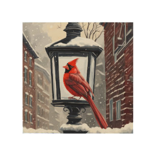 Winter-Scene with Cardinal-Bird Wood Wall Art