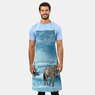 Winter Scene With Horse Snow And Trees Holiday Apron