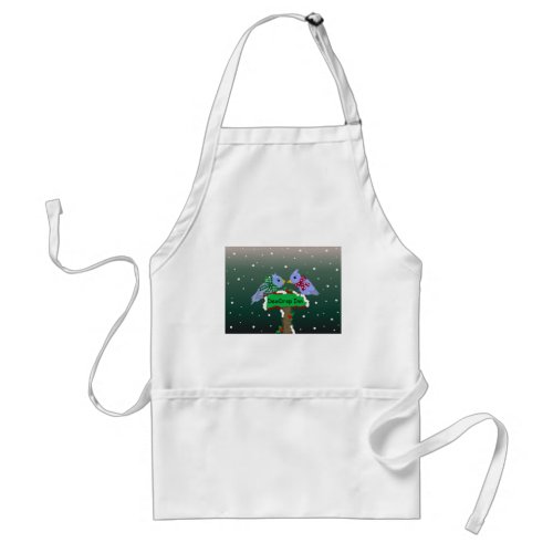 Winter Scene with Little Bluebirds Adult Apron