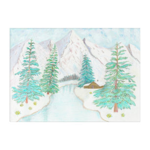 Winter Scene With Mountains Acrylic Print