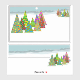 Winter scene with xmas trees sticker