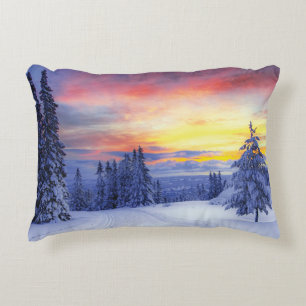 Winter scenery accent pillow