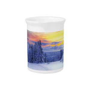 Winter scenery beverage pitcher
