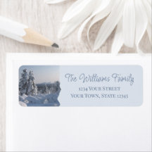 Winter Scenery Blue and Gray Return Address