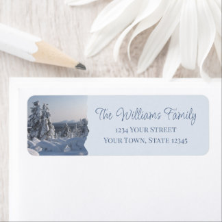 Winter Scenery Blue and Gray Return Address Label
