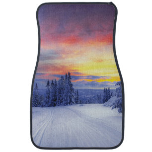 Winter scenery car floor mat