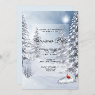 Winter Scenery & Cardinal Christmas Party Invitation