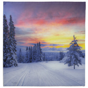 Winter scenery cloth napkin