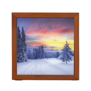 Winter scenery desk organizer