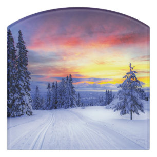 Winter scenery door sign