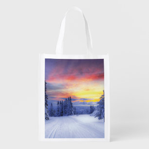 Winter scenery grocery bag