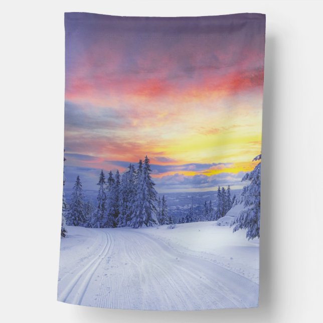 Winter scenery   house flag (Front)