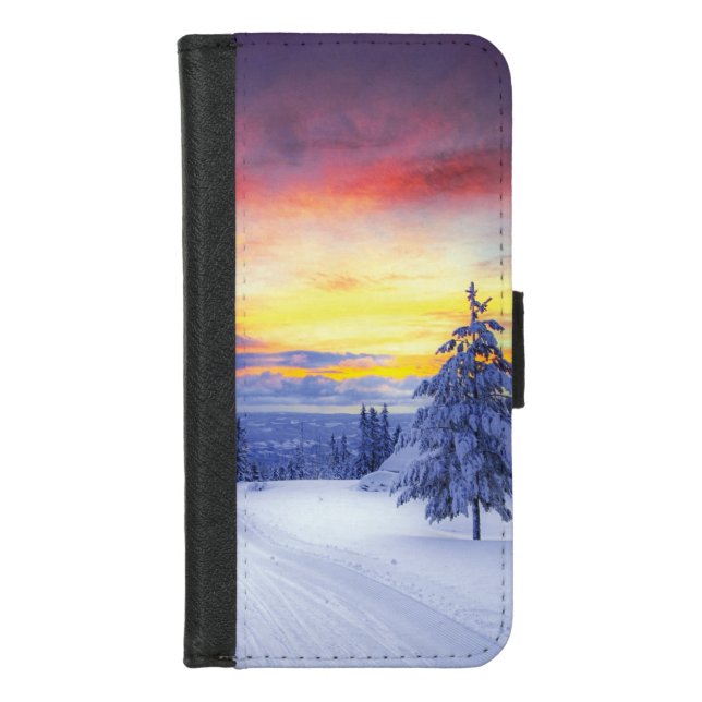 Winter scenery   iPhone wallet case (Front)