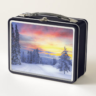 Winter scenery metal lunch box