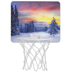 Winter scenery mini basketball hoop