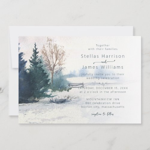 Winter Scenery Pine Tree Wedding Invitation