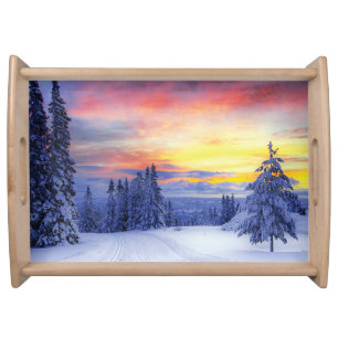 Winter scenery serving tray