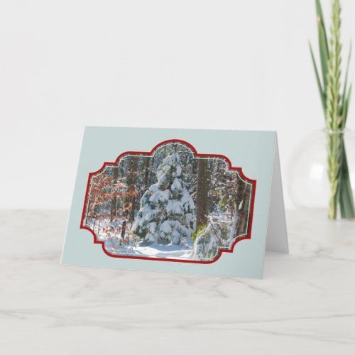 Winter Scenery Snow_Covered Evergreen Christmas Ho Holiday Card