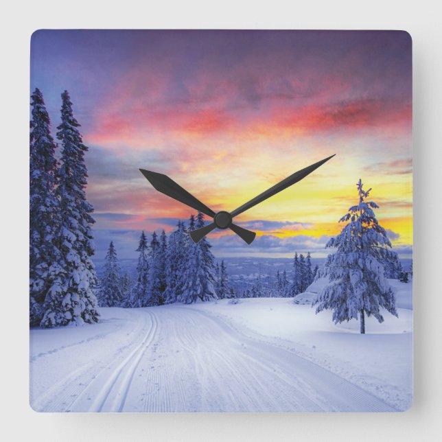 Winter scenery   square wall clock (Front)