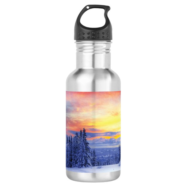 Winter scenery stainless steel water bottle (Front)