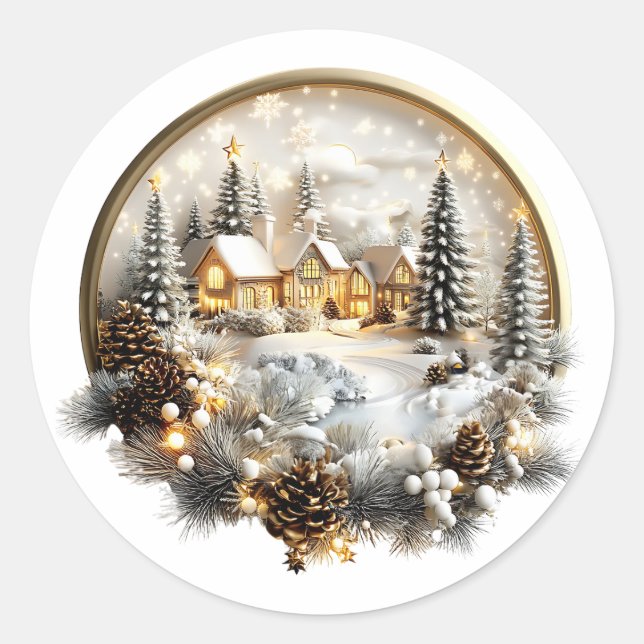 Winter Scenery Sticker, Label (Front)