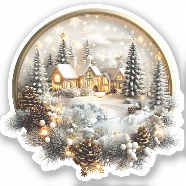 Winter Scenery Sticker, Label (Front)