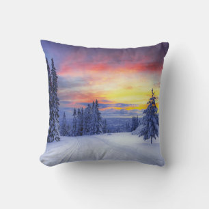 Winter scenery  throw pillow
