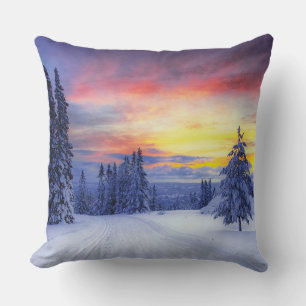 Winter scenery  throw pillow