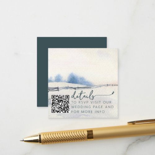 Winter Scenery Trees Wedding QR Details Enclosure Card