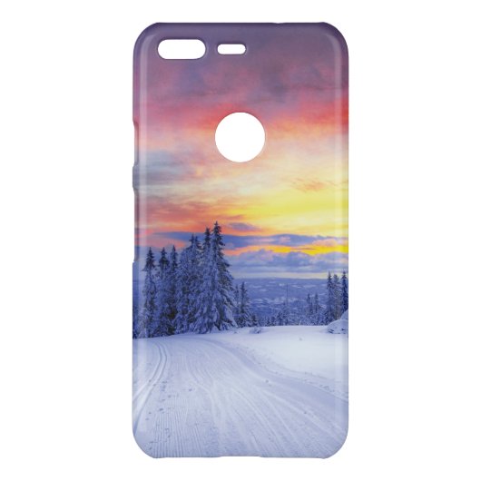 Winter scenery uncommon google pixel case (Back)