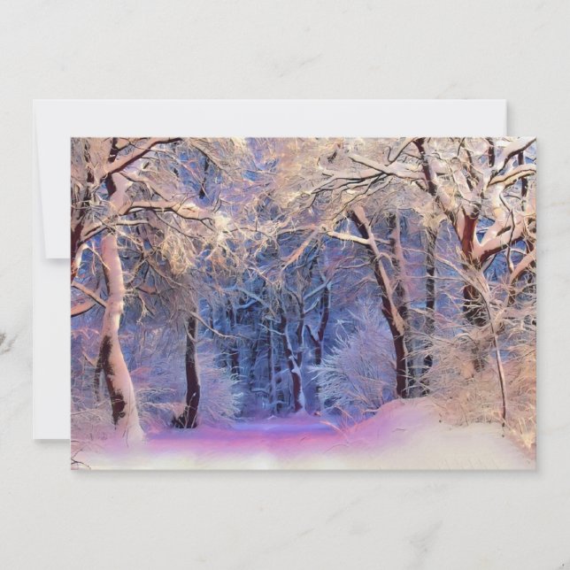 Winter scenery with snowed trees watercolor  invitation (Front)