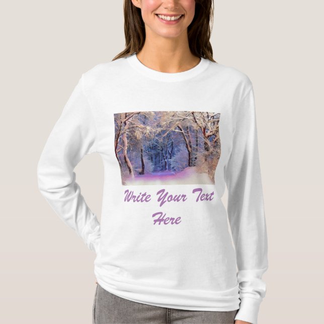 Winter scenery with snowed trees watercolor  T-Shirt (Front)
