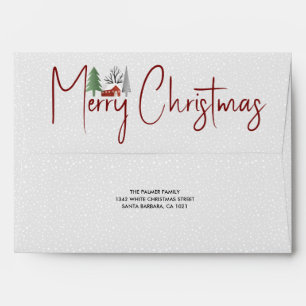 Winter scenery with trees, snow Merry Christmas Envelope