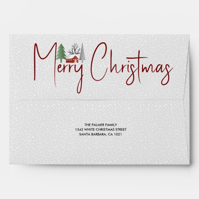 Winter scenery with trees, snow Merry Christmas Envelope (Back (Top Flap))