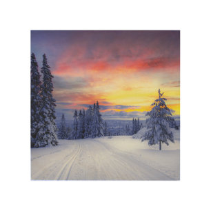 Winter scenery wood wall art