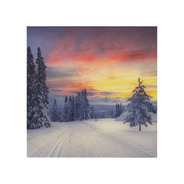 Winter scenery   wood wall art (Front)