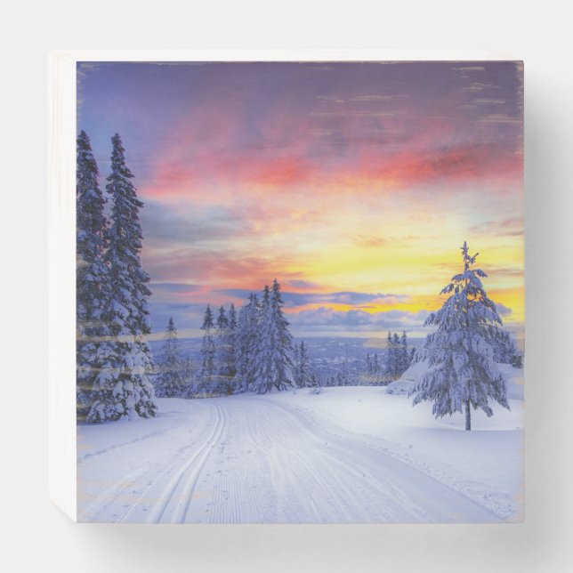 Winter scenery   wooden box sign (Front Horizontal)