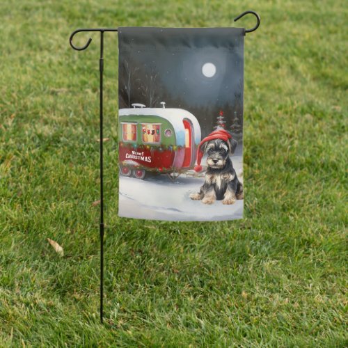 Winter Schnauzer Caravan Christmas Adventure Garden Flag