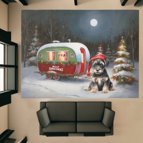 Winter Schnauzer Caravan Christmas Adventure Rug