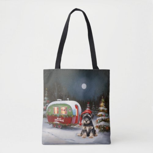 Winter Schnauzer Caravan Christmas Adventure Tote Bag