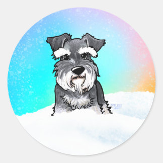 Winter Schnauzer Classic Round Sticker