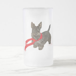 Winter Scottie in Wam Scarf Frosted Glass Beer Mug