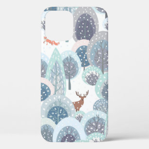 Winter seamless pattern with abstract flat handdra iPhone 12 case
