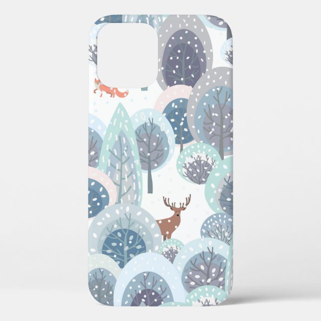 Winter seamless pattern with abstract flat handdra Case-Mate iPhone case (Back)