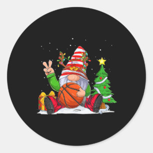 Winter Season Basketball Gnome Christmas For Boys  Classic Round Sticker