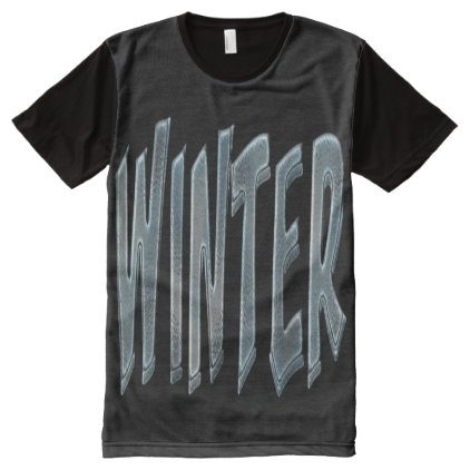 Winter Season Frozen Ice Blue Typography All-Over-Print Shirt