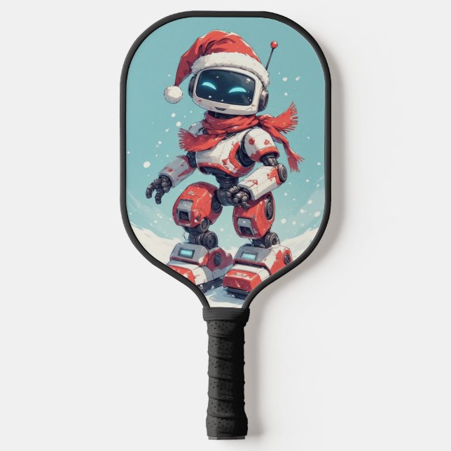 Winter Season Robot  Carbon Fiber Pickleball Paddle (Front)