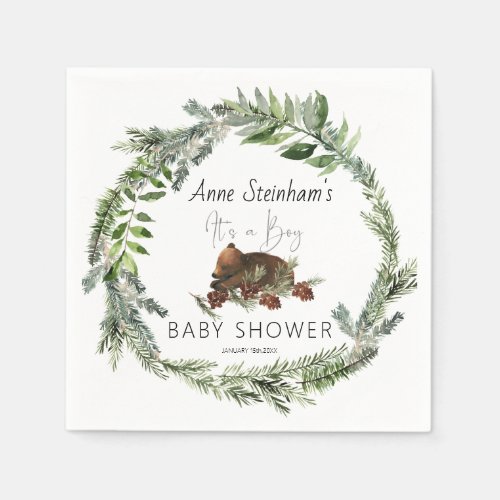 Winter Season Simple Baby Boy Shower Napkins