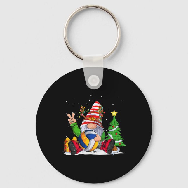 Winter Season Volleyball Gnome Christmas  for Boys Keychain (Front)